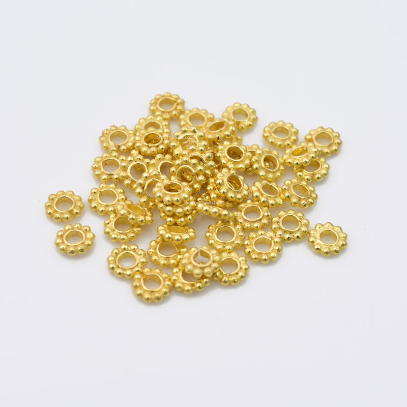 6mm Shiny Gold Plated Large Hole Daisy Spacers Beads For Jewelry Makings 