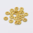 7.5mm Shiny Gold Plated Large Hole Daisy Spacers Beads For Jewelry Makings 