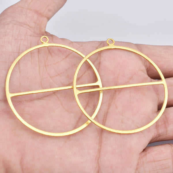 Gold Plated Circle Earring Connector Charm Hoops