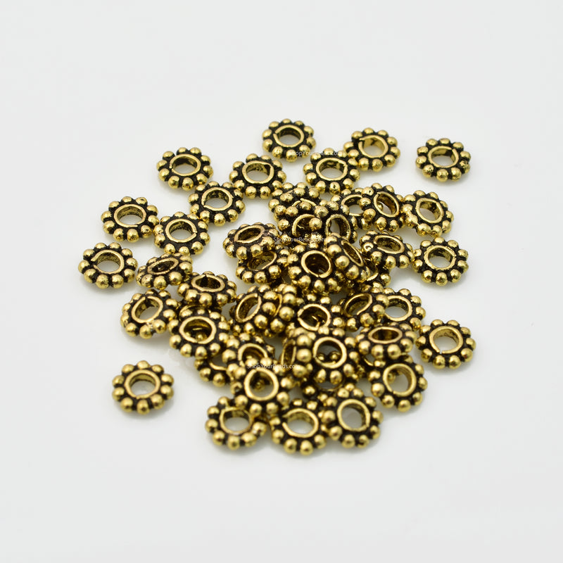 6mm Gold Plated Large Hole Antique Daisy Spacers Beads For Jewelry Makings 