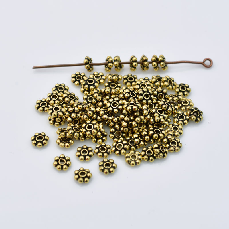 Gold Antique Bali Daisy Spacer Beads For Jewelry Makings 