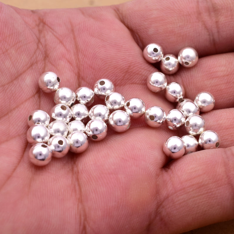 Silver Plated Round Ball Spacer Beads