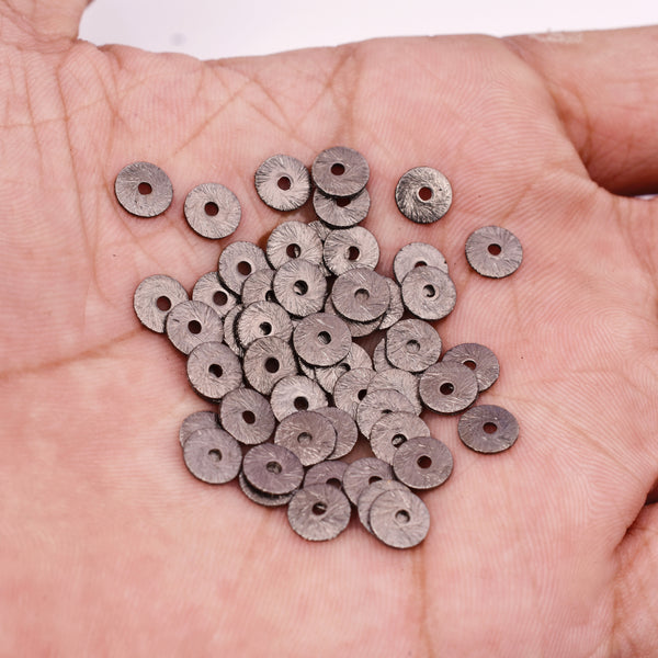 Black Gunmetal Plated Heishi Flat Disc Spacer Beads - 6mm