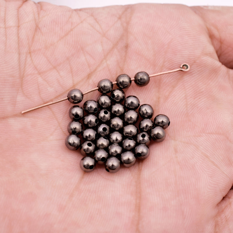 4mm Gunmetal(Black) Plated Round Ball Spacer Beads
