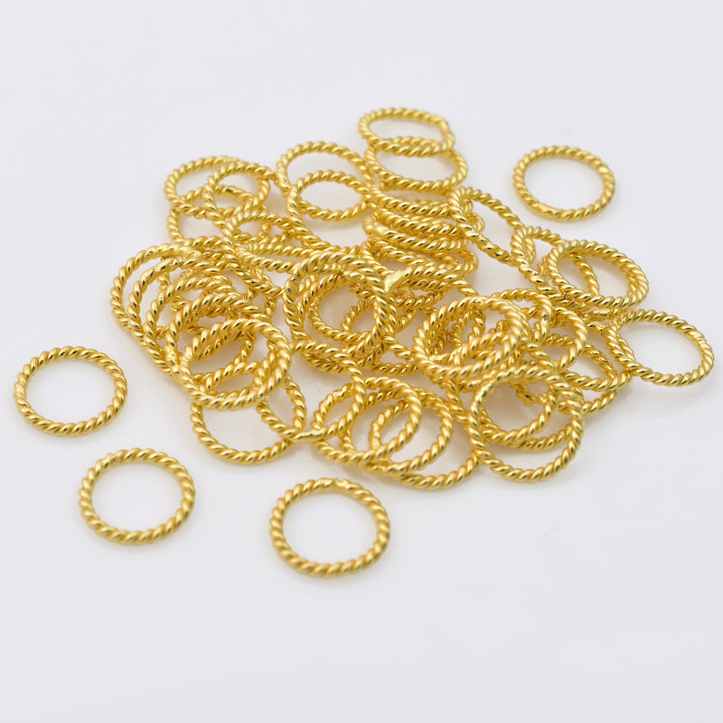 10mm Gold Plated 17 AWG Twisted Closed Jump Rings
