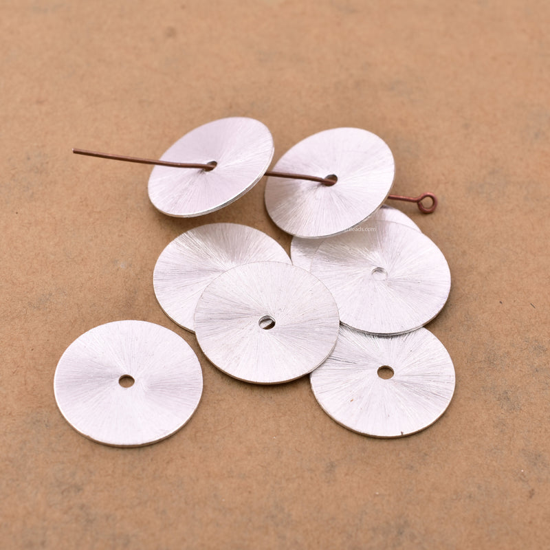 Silver Plated Heishi Flat Disc Spacer Beads - 18mm