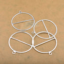 Silver Plated Round Earring Connector Charms