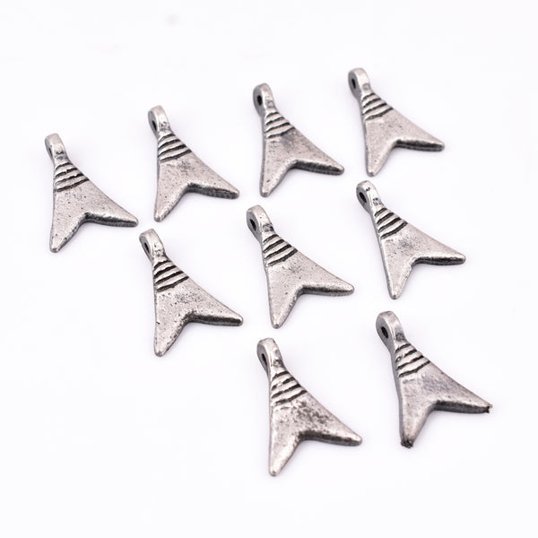 Antique Silver Plated Boho Triangular Charms - 20mm