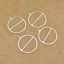 Silver Plated Round Earring Connector Charms