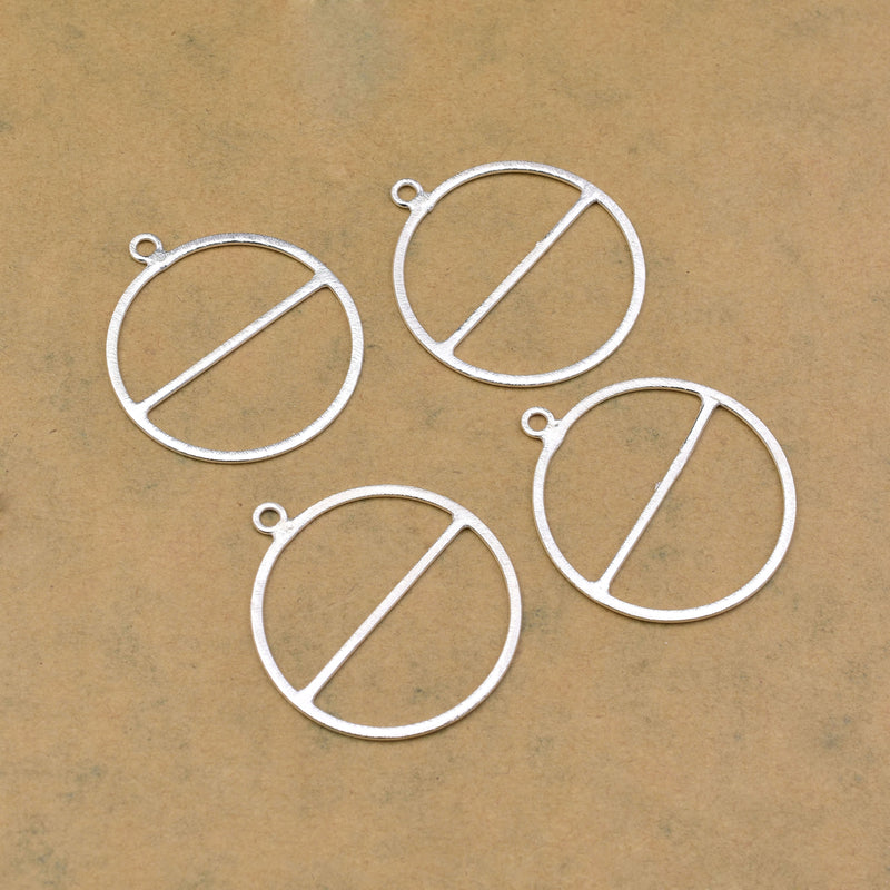 Silver Plated Round Earring Connector Charms