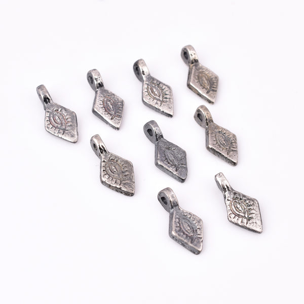 Antique Silver Plated Geometrical Tribal Charms - 17mm