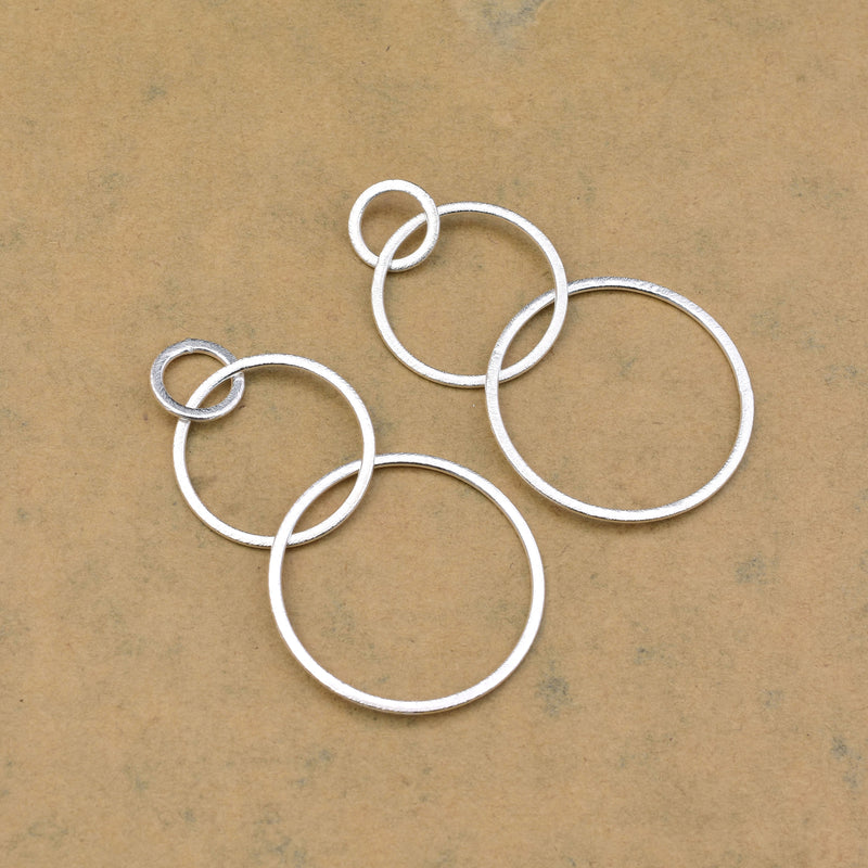 Silver Plated Long Earring Connector Charm Hoops