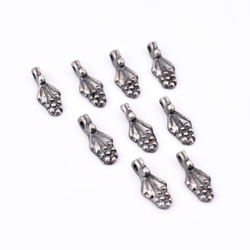 Antique Silver Tribal Flower, Nature Pendants Charms - 15mm