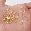Gold Plated Earring Hooks Wires - 18mm