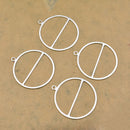 Silver Plated Round Earring Connector Charms