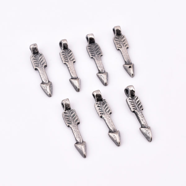 Antique Silver Tribal Arrow Boho Charms - 23mm