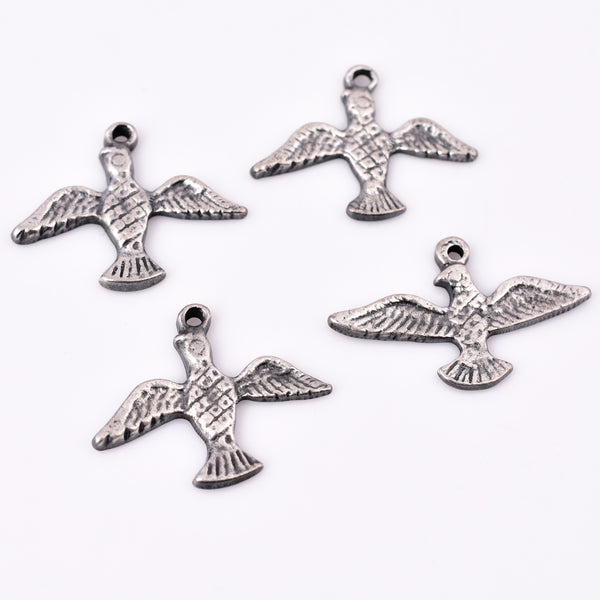Antique Silver Tribal Bird Boho Charms - 21mm