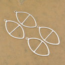 Silver Plated Marquise Earring Connector Charms