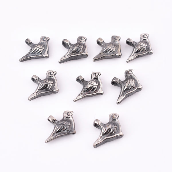 Antique Silver Tribal Bird Boho Nature Charms - 12mm