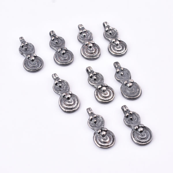 Antique Silver Spiral Tribal Ethnic Boho Charms - 19mm