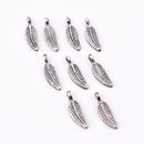 Antique Silver Plated Tribal Leaf Charms - 19mm