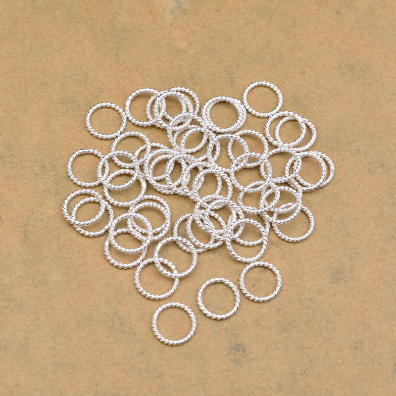 10mm Silver Plated 16 AWG Twisted Closed Jump Rings