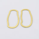 40mm -4pc Organic Freeform Shaped Gold plated Brushed Texture Loop Connector Links, organic shape jewelry making findings