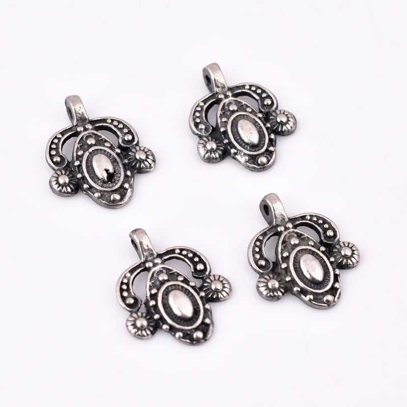 Antique Silver Plated Boho Tribal Charms - 21mm
