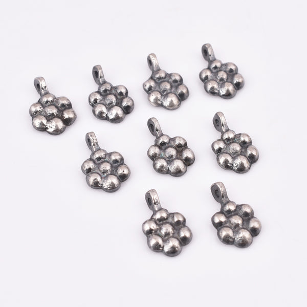 Antique Silver Tribal Flower Boho  Charms - 11mm