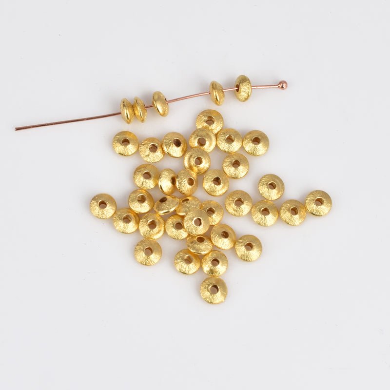 5mm Gold Saucer Beads, Brushed finished Beads For Jewelry Making