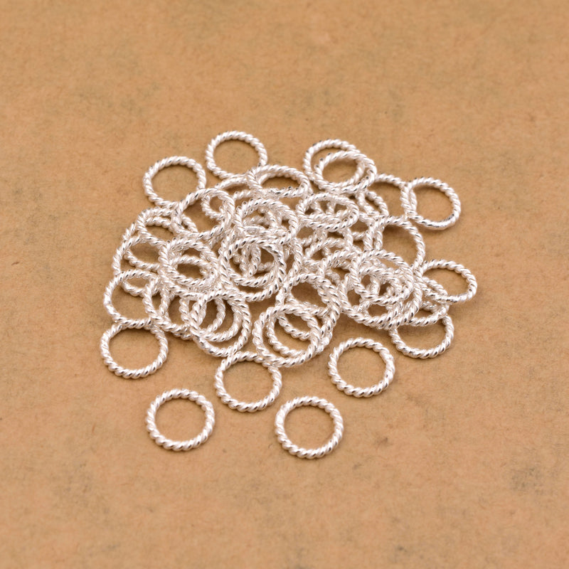 8mm Silver Plated 16 AWG Twisted Wire Closed Jump Rings