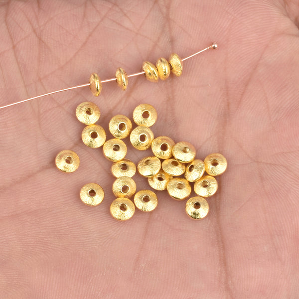 5mm Gold Saucer Beads, Brushed finished Beads For Jewelry Making