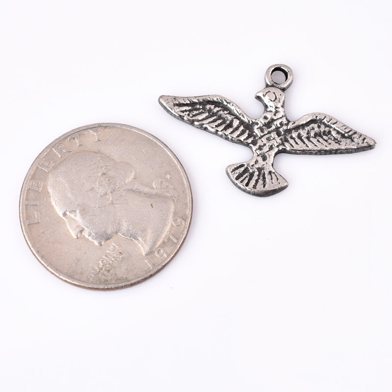 Antique Silver Tribal Bird Boho Charms - 21mm
