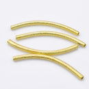 Gold Plated Curved Tube Pipe Beads - 50mm