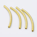 Gold Plated Curved Tube Pipe Beads - 50mm