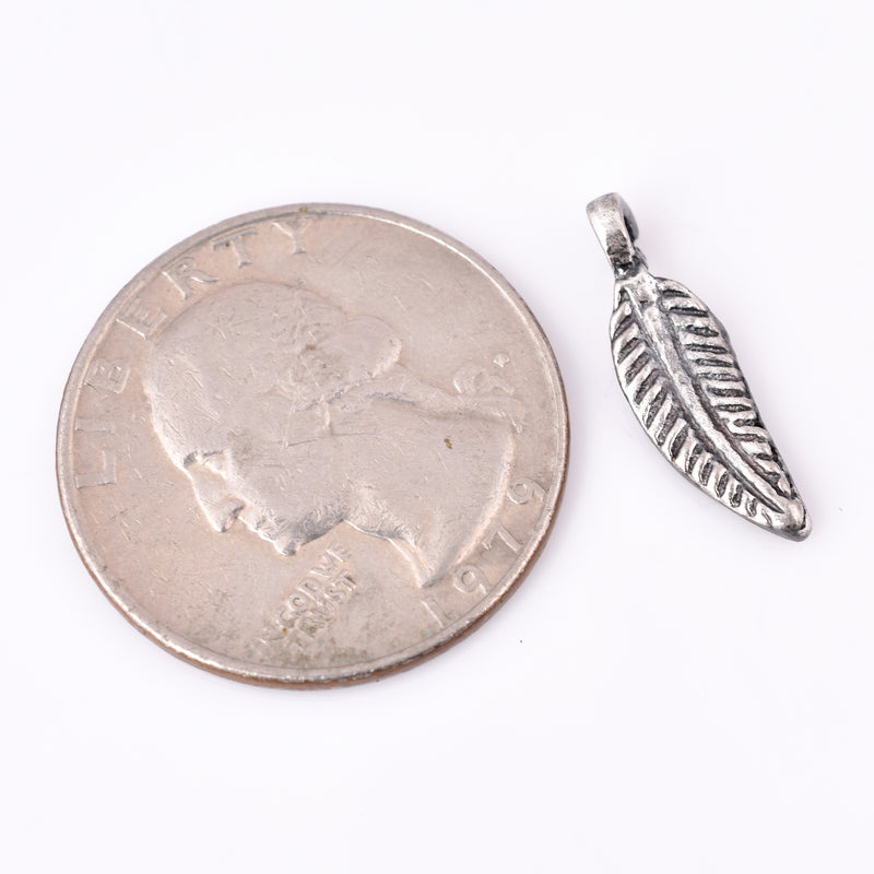 Antique Silver Plated Tribal Leaf Charms - 19mm