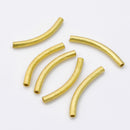 Gold Plated Curved Tube Pipe Beads - 30mm