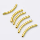 Gold Plated Curved Tube Pipe Beads - 30mm