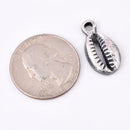 Antique Silver Plated Sea Shell Pendants Charms - 22mm