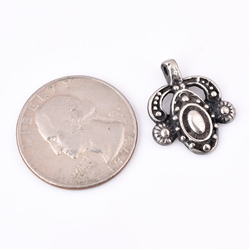 Antique Silver Plated Boho Tribal Charms - 21mm
