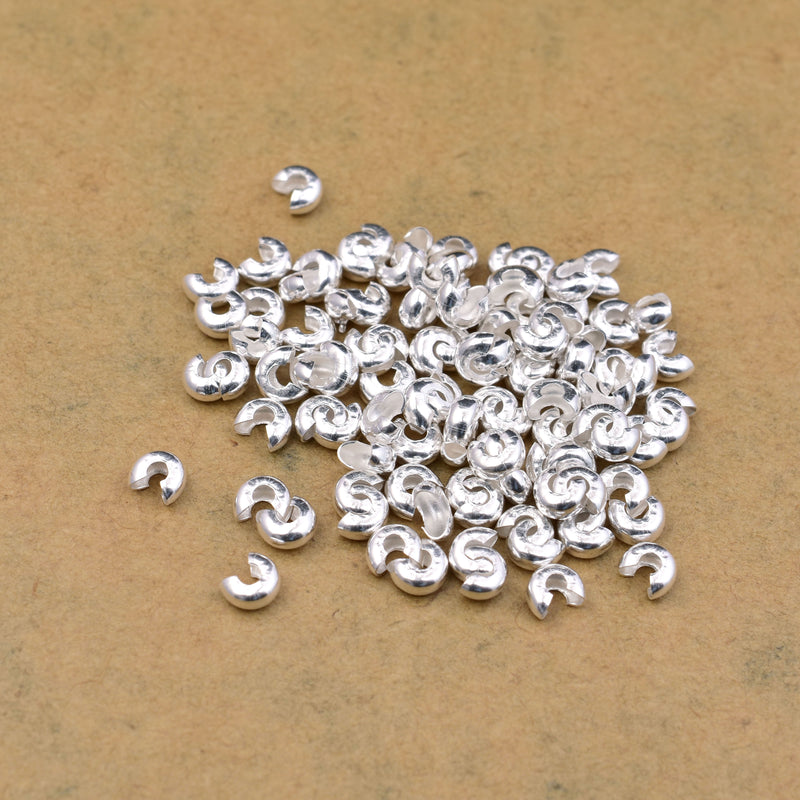 Silver Plated Crimp Cover Component - 4mm
