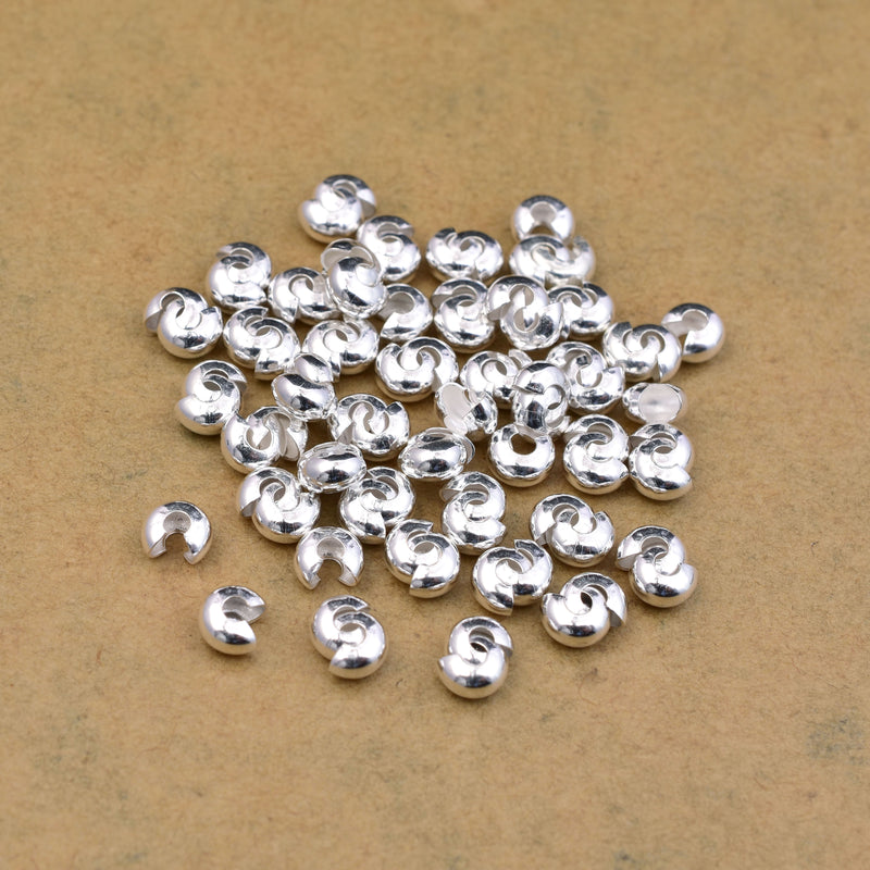 Silver Plated Crimp Cover Component - 5mm
