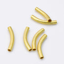 Gold Plated Curved Tube Pipe Beads - 30mm