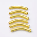 Gold Plated Curved Tube Pipe Beads - 30mm
