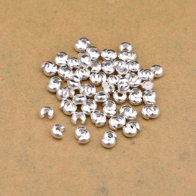 Silver Plated Crimp Cover Component - 5mm