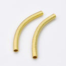 Gold Plated Curved Tube Pipe Beads - 50mm