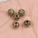 9mm Antique Gold Plated Bali Spacer Ball Beads