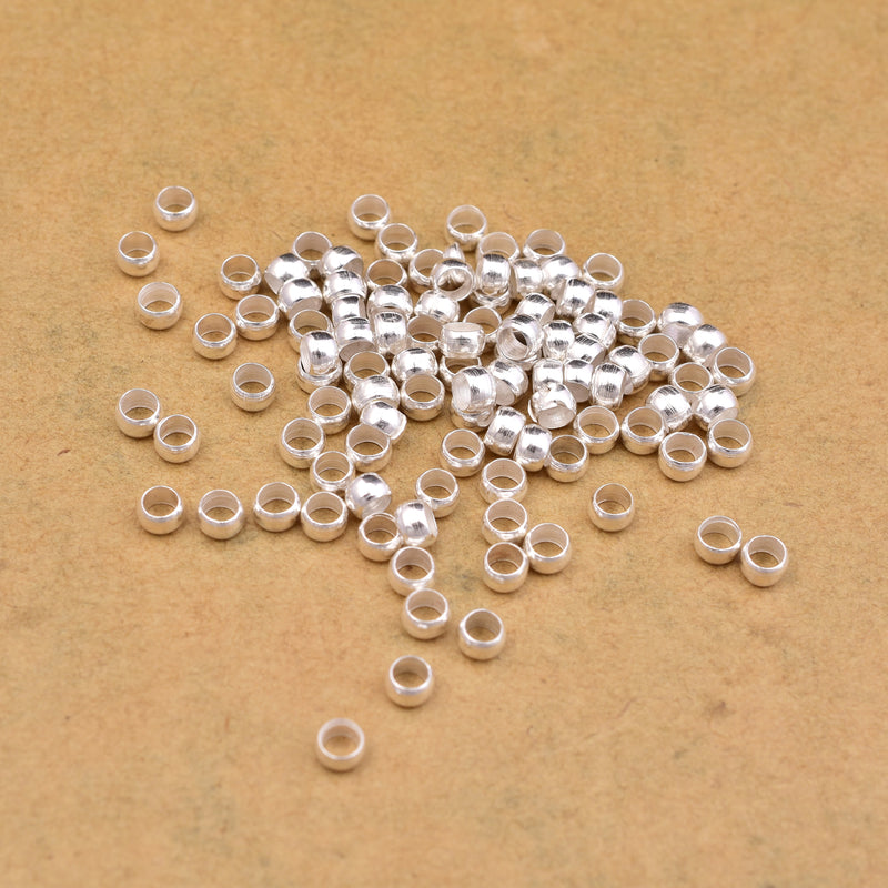 Silver Plated Crimp Bead Components - 3.5mm