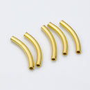 Gold Plated Curved Tube Pipe Beads - 25mm