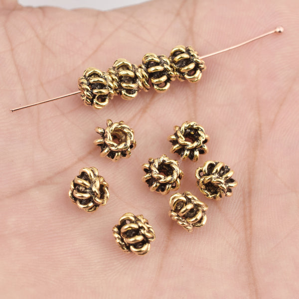 7mm Antique Gold Plated Bali Coil Shape Beads